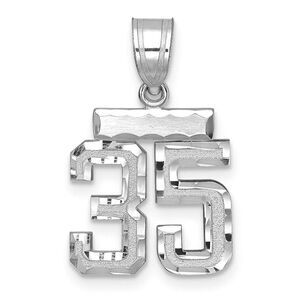 14k White Gold, Varsity Collection, Small D/C Pendant, Number 35